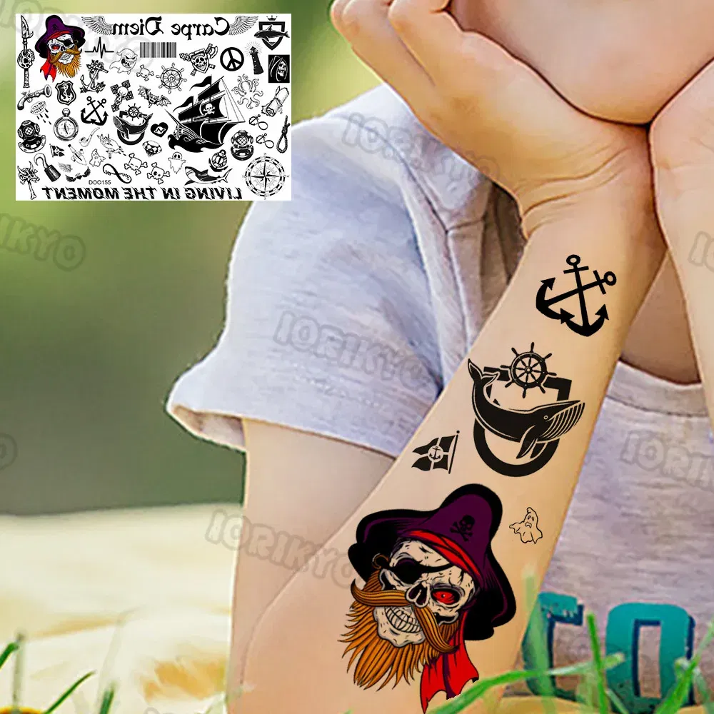 Color: black - Tribal Scorpion Temporary Tattoos For Kids Women Men Adult Face Fake Black Star Tattoo Sticker Body Art Poker Small Tatoos Arm - Image 5