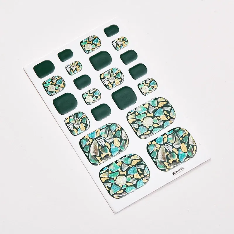 Color: Jade green - 22 Tips/Sheet Loveliness Minimalist Design Fashion Nail Stickers Nail Decoration Self Adhesive Nail Sticker Nail Decoration