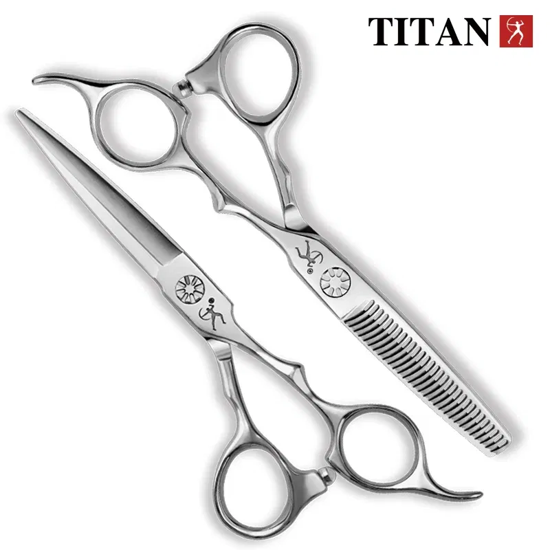 Color: Silver - Titan professional hairdresser's barber set of scissors cutting  Hairdressing salon scissors  sharp tools 5.5inch 6.0inch