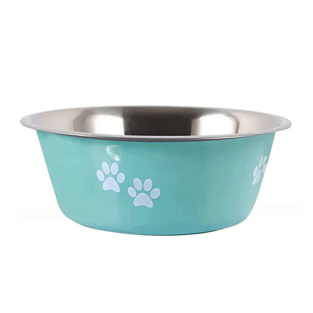 Color: WHITE, Size: XS - Non-slip Dog Bowls For Small Medium Large Dog Feeder Bowls And Drinkers Stainless Steel Pet Feeders Pets Dogs Accessories