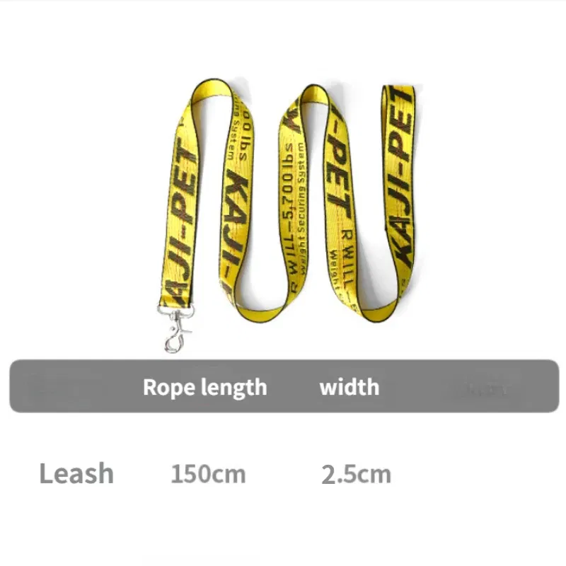 Color: Yellow, Size: M - Fashion Dog Collar Leash Set Gold Chain Nylon Pets Dog Collar Leash Long Rope Lettered Collar Perro Collar For Pitbull Puppy Dog - Image 5