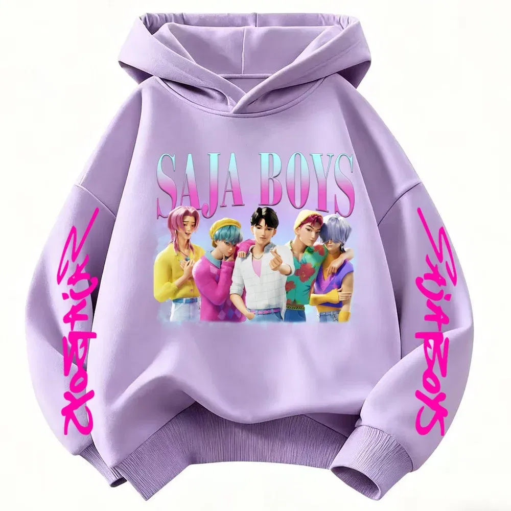 Color: black, Kid Size: 5 - k-pop sajaboys Christmas Kpop Witch Hunt Group Autumn/Winter Cartoon Hoodie Set for Boys, Girls & Kids ?»? - Image 6