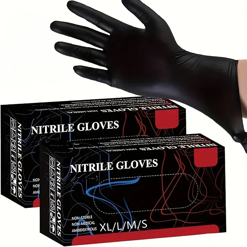 Color: black, Size: S - 20/50/100PCS Disposable Black Nitrile Gloves for Household Use Latex Free Powder Free Cleaning Gloves Tattoo Hairdressing Tools - Image 2