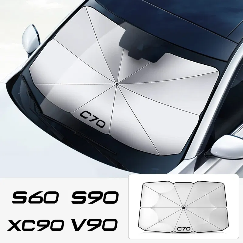 Color: Green - Car Front Shading Car Windshield Sunshade Umbrella For Volvo XC90 XC60 C30 T6 S60 C70 XC40 V40 XC70 V60 V50 S80 S40 AWD V90 S90 - Image 4