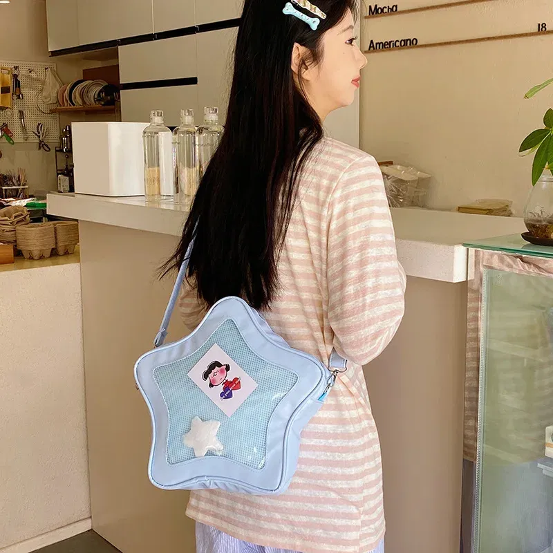 Color: WHITE - Japanese Style Minimalist Cute Aesthetic Shoulder Bag for Students Kawaii Crossbody Purse Street Fashion