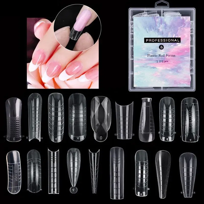 Color: Light Grey - 120pcs Nail Forms Full Cover False Nails Quick Building Mold Fake Nail Shaping Extend Top Molds For Gel Salon Manicure Art - Image 2
