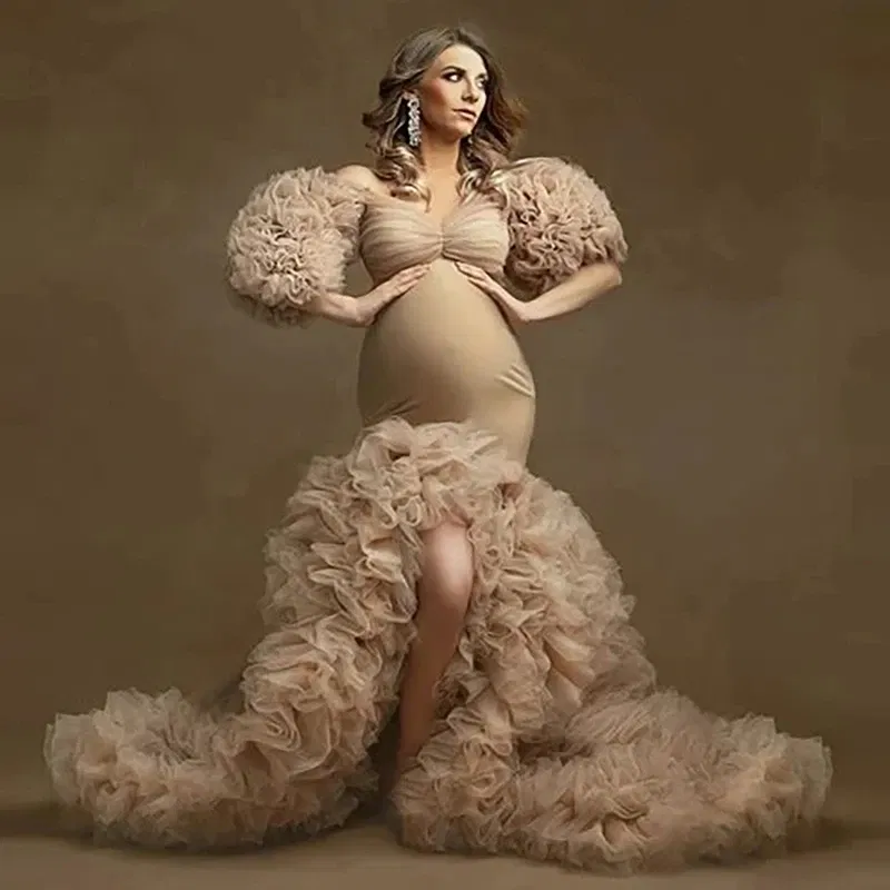 Color: Gold, Maternity Size: XL, Ships From: CHINA - Tulle Long Maternity Dress Photoshoot ?»?°?‚?µ photography dresses baby shower dresses for pregnant woman ?»?°?‚?µ ?» ?±?µ - Image 7