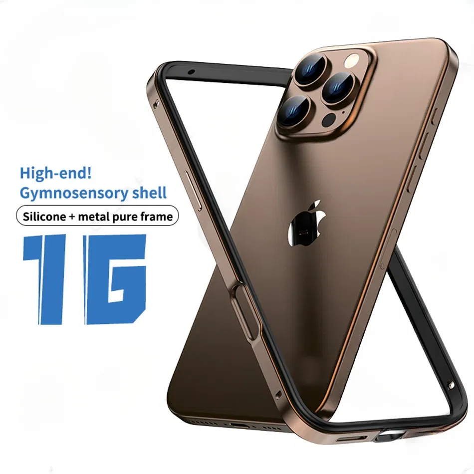 Color: SKY BLUE, Material: CANVAS - Titanium Metal Frame Bumper Shockproof Case for IPhone 16 15 Pro Max Plus 5G for Apple Solid Colour Protection Phone Cover - Image 2