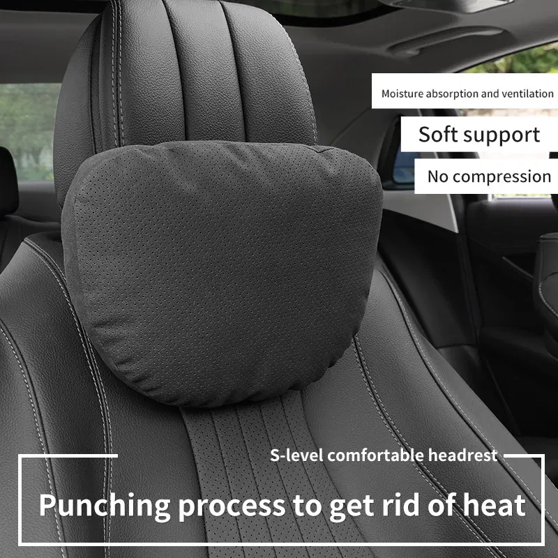 Color: WHITE - Top Quality Car Headrest Neck Support Seat Soft Neck Pillow Breathable For Maybach S Class Design Universal Protector Neck