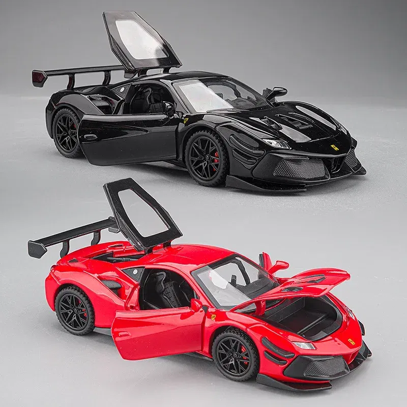Color: green - 1:32 Ferrari Laferrari SF90 P80C 488 Alloy Car Model Diecasts Metal Toy Vehicles Car Model Simulation Sound Light Collect gifts - Image 7