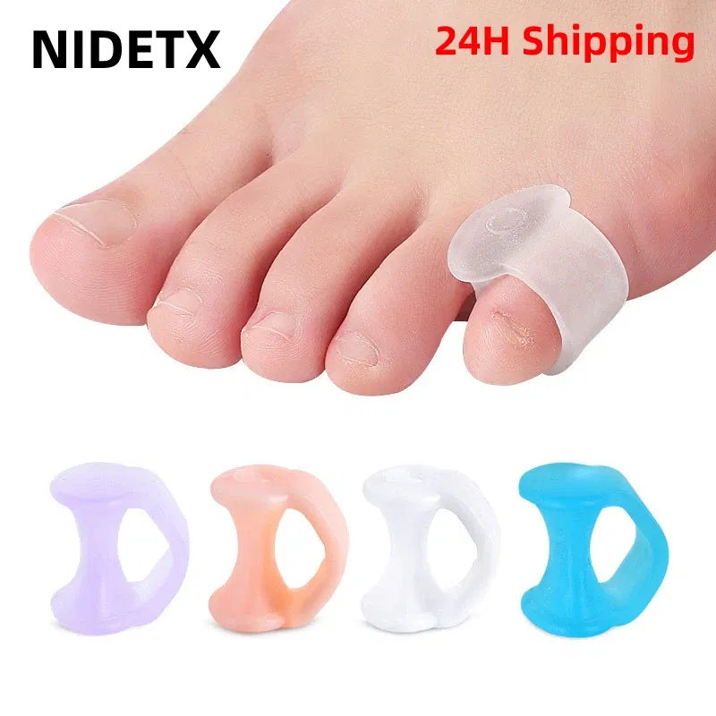 Color: Sky blue - 2pcs=1pair Separator Finger Feet Care Protector Silicone Toe Orthopedic Products Bunion Corrector Hallux Valgus For Pedicure