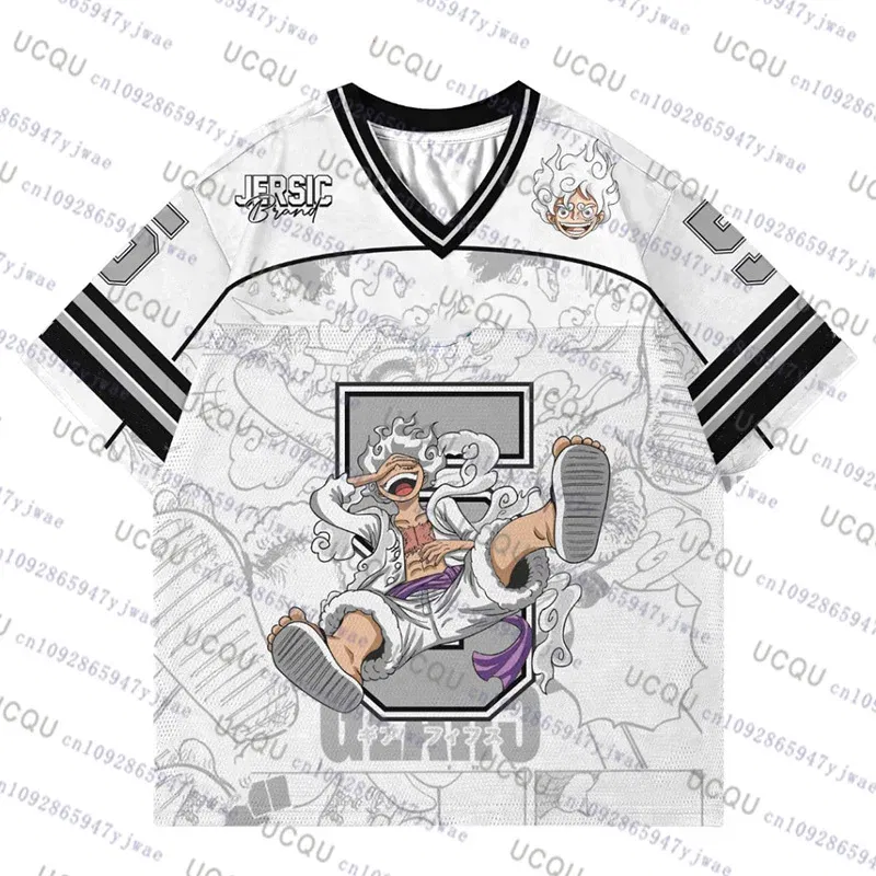 Color: Yellow, Size: 18cm - 2025 Japanese Anime Football Jersey One Piece Luffy Men/Women Oversize Summer Quick Dry Sport Breathable Bandai Cosplay Tshirt
