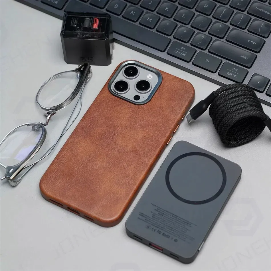 Color: Blue, Material: Carbon Fiber - High-end Retro Oil Wax Pattern Magnetic For Magsafe Leather Case For iPhone Air 15 14 Plus 13 16 17 Pro Max Camera Button Cover