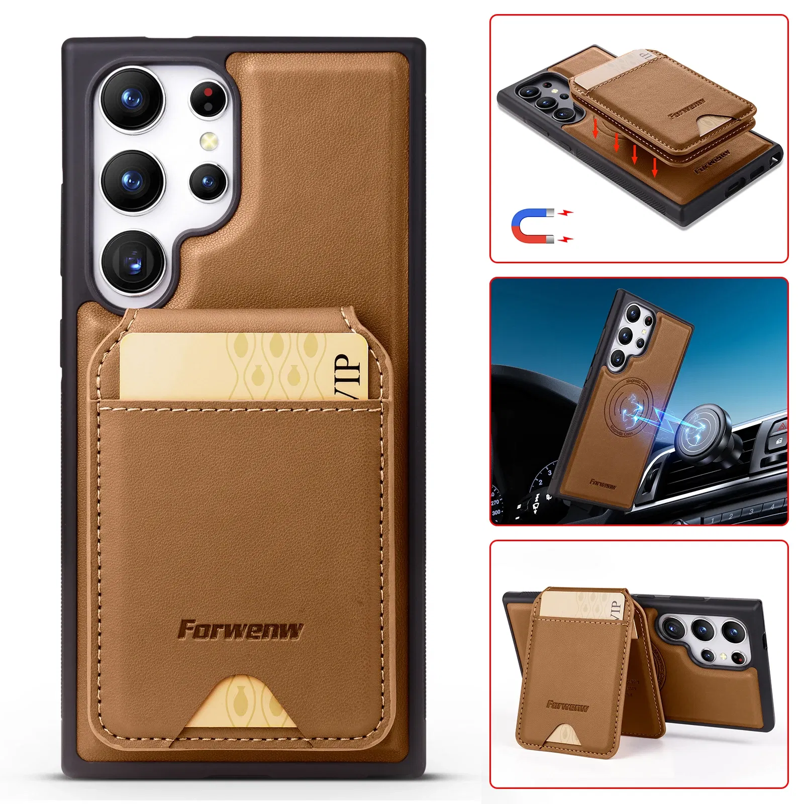 Color: WHITE, Compatibility by Model: Galaxy Note20 Ultra - Leather Case For Samsung Galaxy A16 A36 A56 A55 A35 A15 A25 S25 S24 Ultra S23 S22 Plus + 2 in 1 Detachable Vertical Wallet Cover - Image 7
