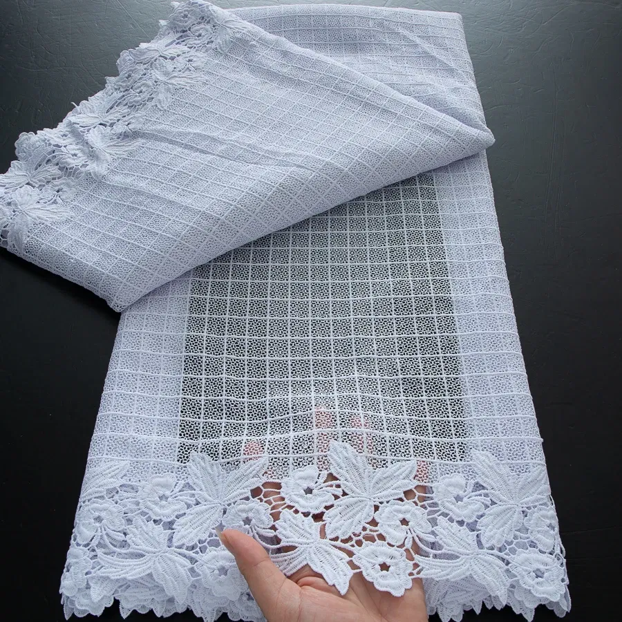 Color: BROWN, Width: 120cm, Length: 5 yards - 2025 Guipure Lace Fabric High Quality 5 Yards Knitted White Nigerian African Sequins Cord Lace Fabric Dress for Women A4070 - Image 7