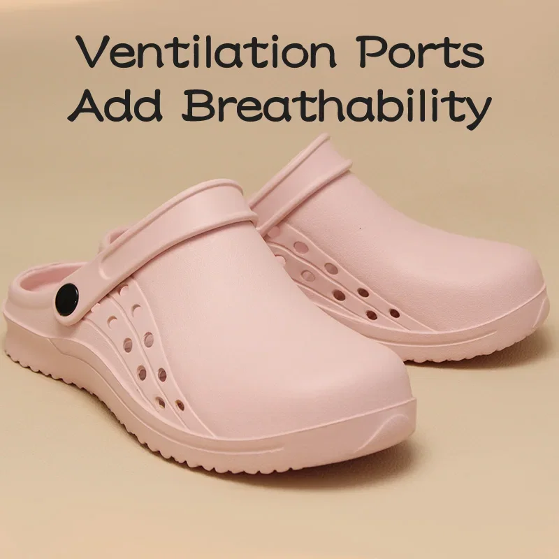 Color: SKY BLUE, Shoe Size: 34.5 - High Quality Scrub Shoes Non-slip Dentist Nursing Clogs Healthcare Service Work Slippers Soft Operating Room Protective Clogs - Image 7