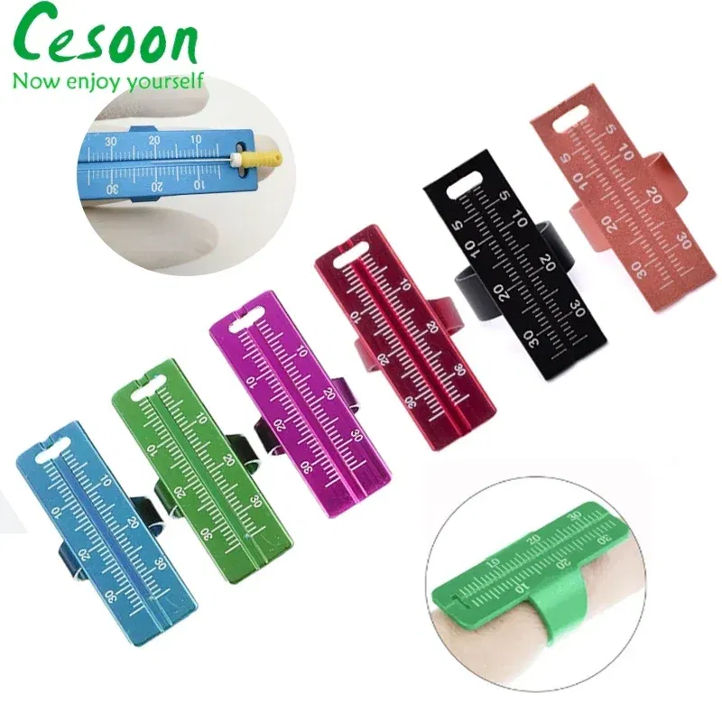 Color: Red - 1Pc Dental Ring Ruler Colorful Dentistry Root Canal Measuring Ruler Endodontic Measuring Equipment Aluminium Alloy Instrument - Image 2