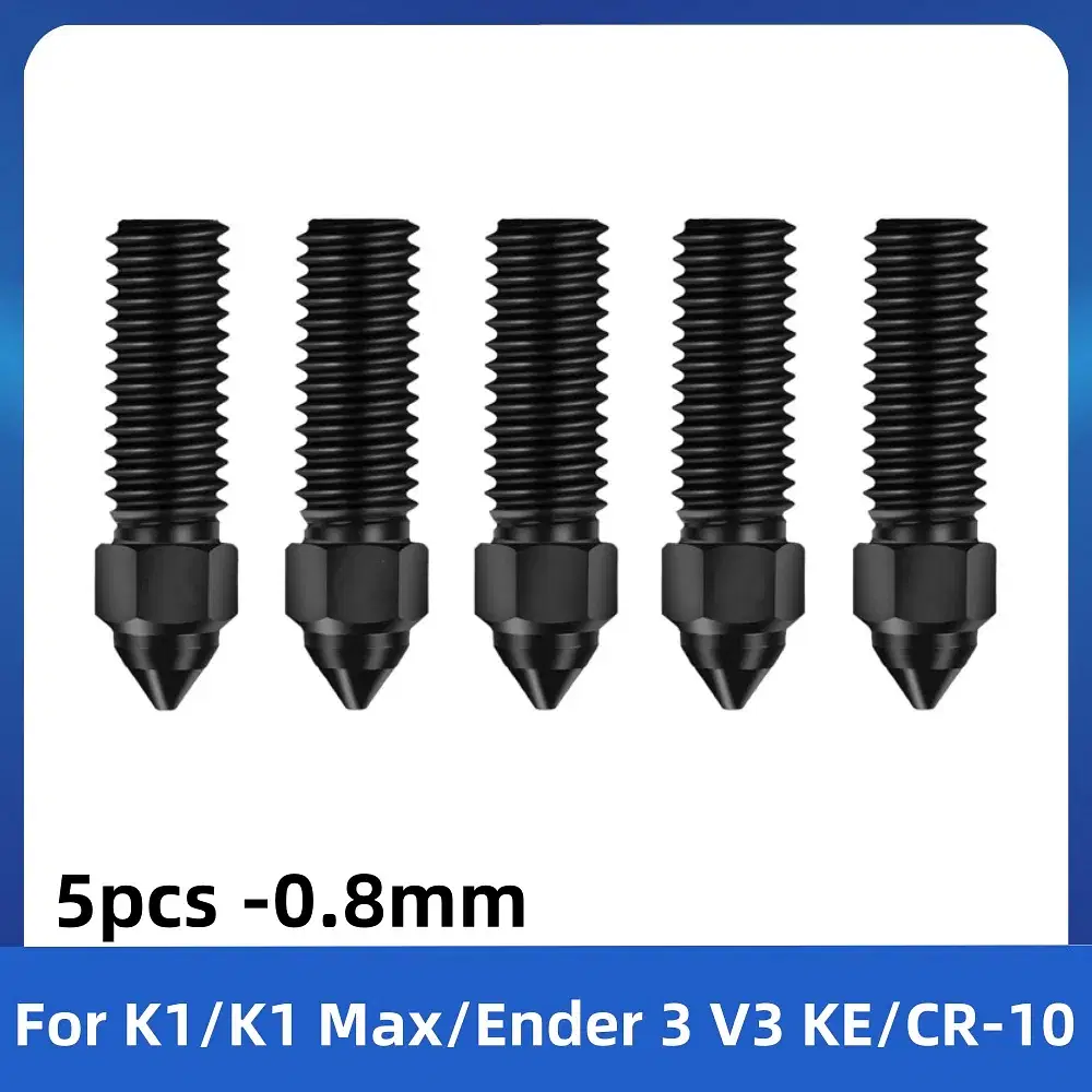 Color: WHITE - Creality Ender 3 V3 KE Nozzle Har Hardened Steel Nozzle Kit 0.2/0.4/0.6/0.8/1.0/1.2mm for K1 3D Printer Parts Non Stick Filament
