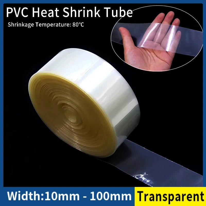 Color: Clear, Length: 305m, Inside Diameter: 1mm - 1/5/20M 18650 Battery PVC Heat Shrink Tube Pack 10mm~ 100mm Insulated Film Wrap Lithium Case Protection Cable Sleeve Transparent