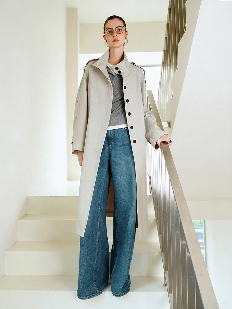 Color: Blue, Size: XS - FSLE 【Premium Series?‘Simple and Loose Washed High Waisted Jeans for Women Spring 2025 New Style Jeans 25FS11316