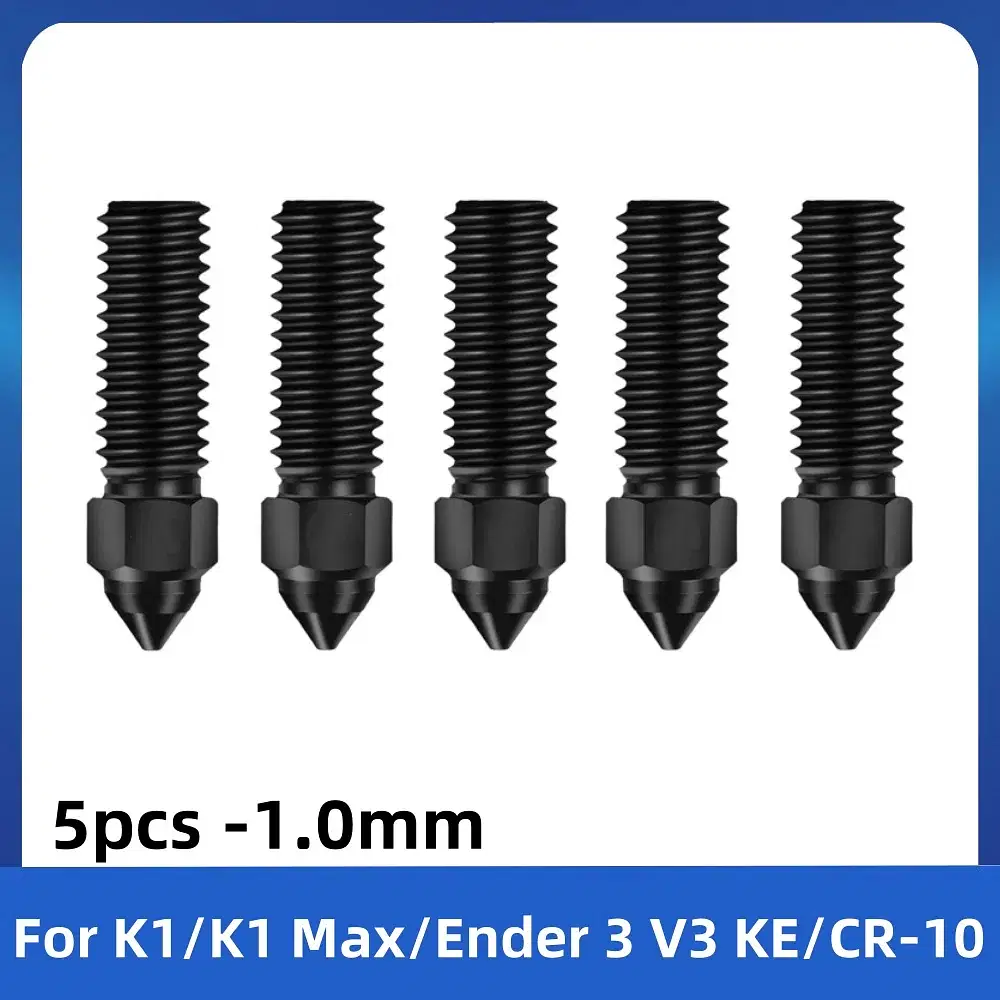 Color: Silver - Creality Ender 3 V3 KE Nozzle Har Hardened Steel Nozzle Kit 0.2/0.4/0.6/0.8/1.0/1.2mm for K1 3D Printer Parts Non Stick Filament