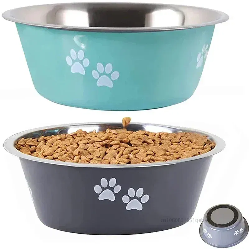 Color: WHITE, Size: XS - Non-slip Dog Bowls For Small Medium Large Dog Feeder Bowls And Drinkers Stainless Steel Pet Feeders Pets Dogs Accessories - Image 2