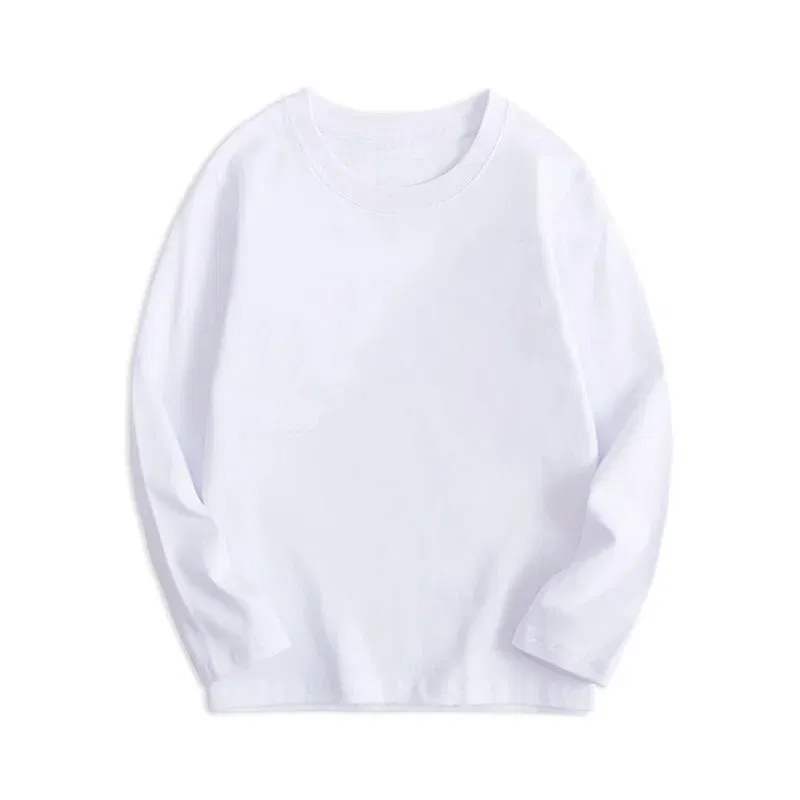 Color: Blue, Kid Size: 4 - 7 Colors Spring Long Sleeve Tees Children's T-shirt Cotton Solid Colour Base Coat Leisure Wear Boys Girls Tops Kids Clothes - Image 4