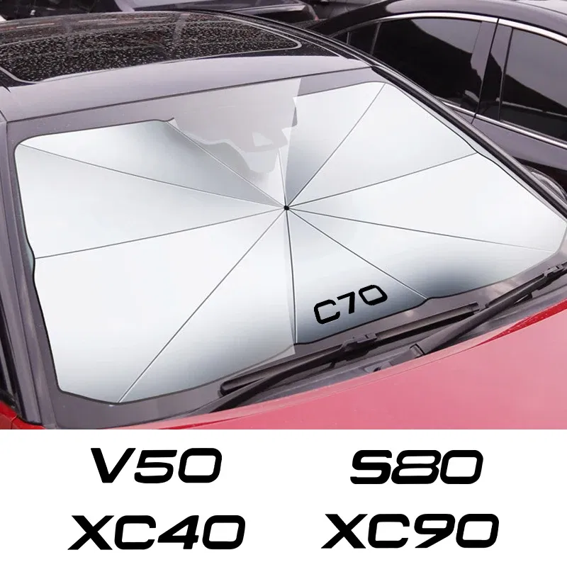 Color: Green - Car Front Shading Car Windshield Sunshade Umbrella For Volvo XC90 XC60 C30 T6 S60 C70 XC40 V40 XC70 V60 V50 S80 S40 AWD V90 S90 - Image 2