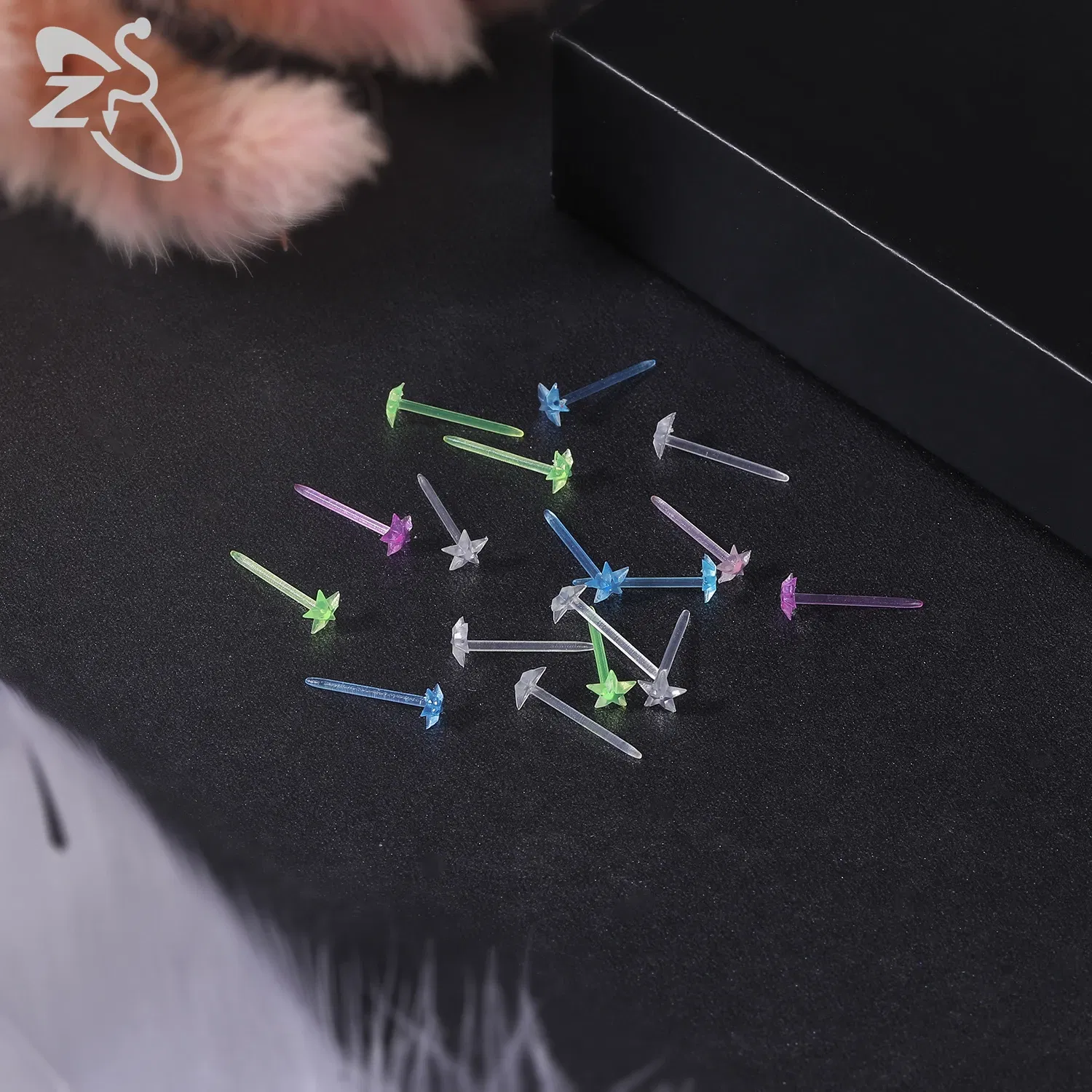 Metal Color: Antique Gold Plated - ZS 10-50pcs/lot Colorful Acrylic Stud Earring Invisible Transparent Anti-allergy Ear Pin 20G Star Ball Curing Ear Hole Retainer - Image 3
