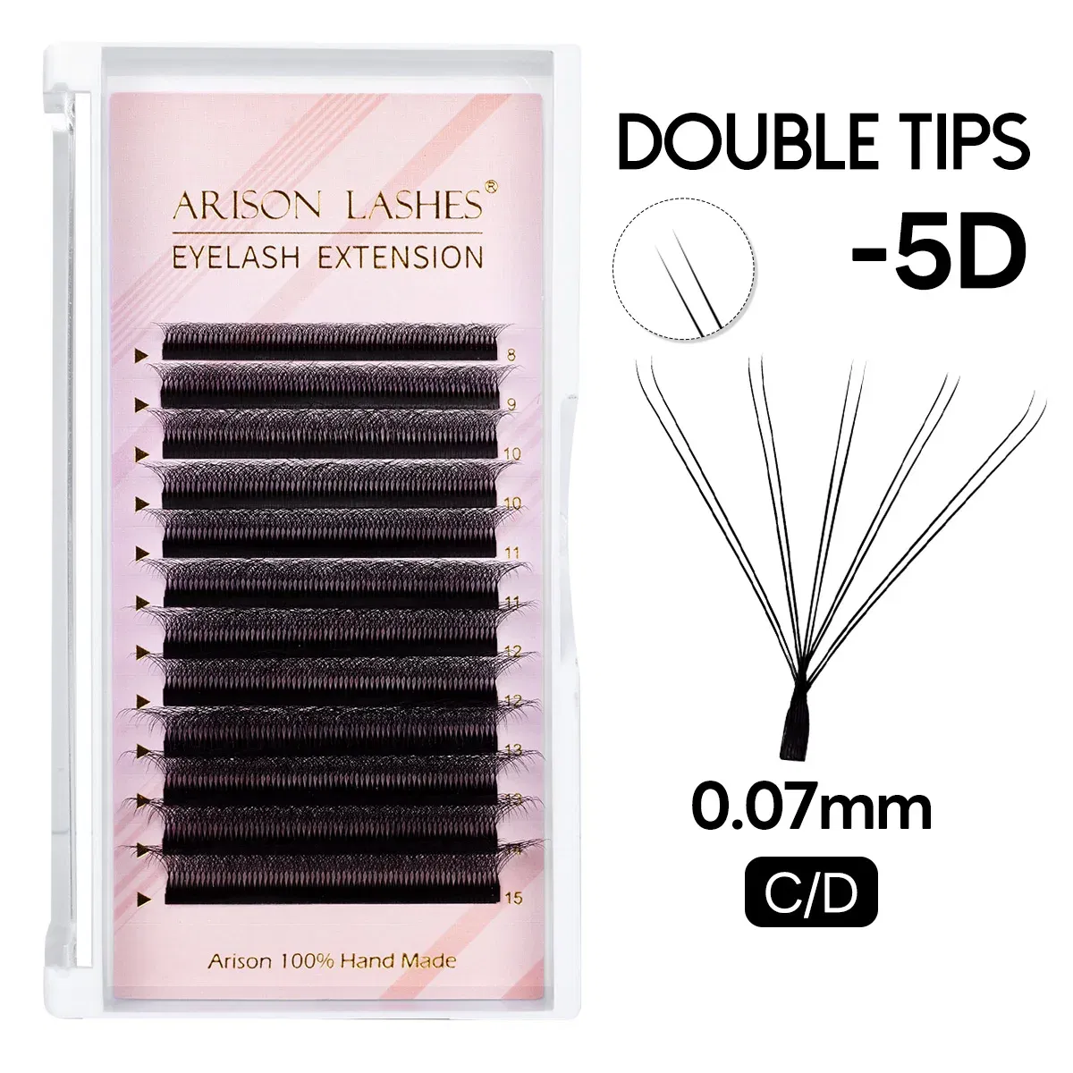 Color: Red, Curl: D, Thickness: 0.07mm, Length: MIX - ARISON YY Lashes and 3D/4D/5D W Shape Lashes Brasileiro Premade Volume Eyelashes Extension Soft Thin Easily Grafting Extension