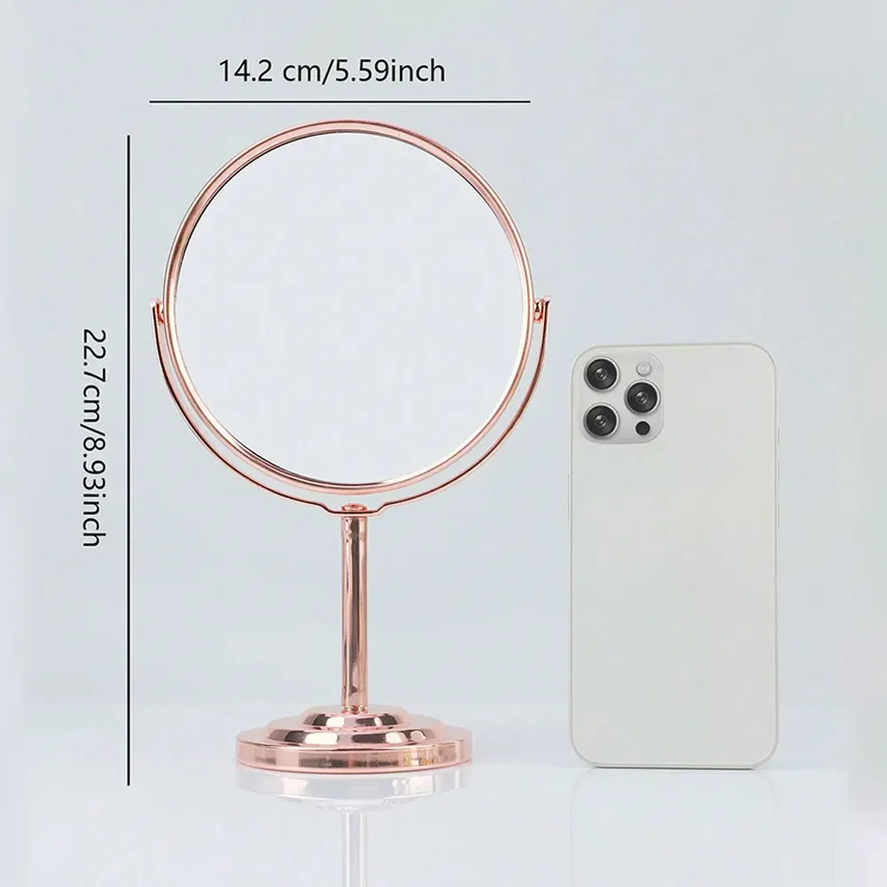Color: black - 3/4/5in Double-Side Makeup Mirror With 2X Magnification Clear Reflection And Easy To Carry Desktop Vanity Mirror With Stand - Image 5