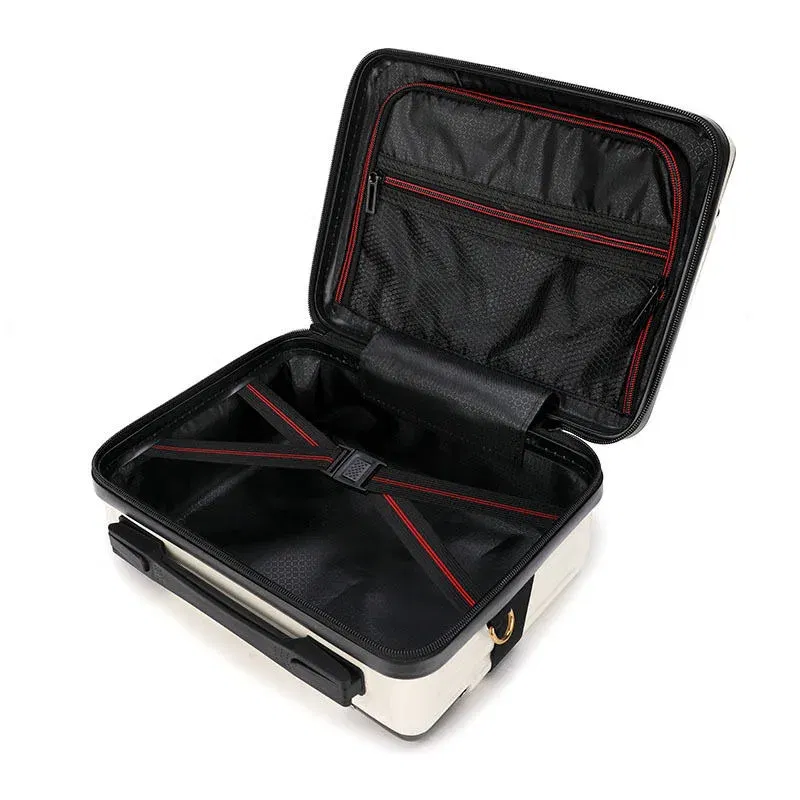 Color: Orange - Mini Luggage Travel Bag Handbag Shoulder Bag Fashion Makeup Case 14 Inch Backpack Multifunctional Portable PC Bags Hand Bags - Image 5