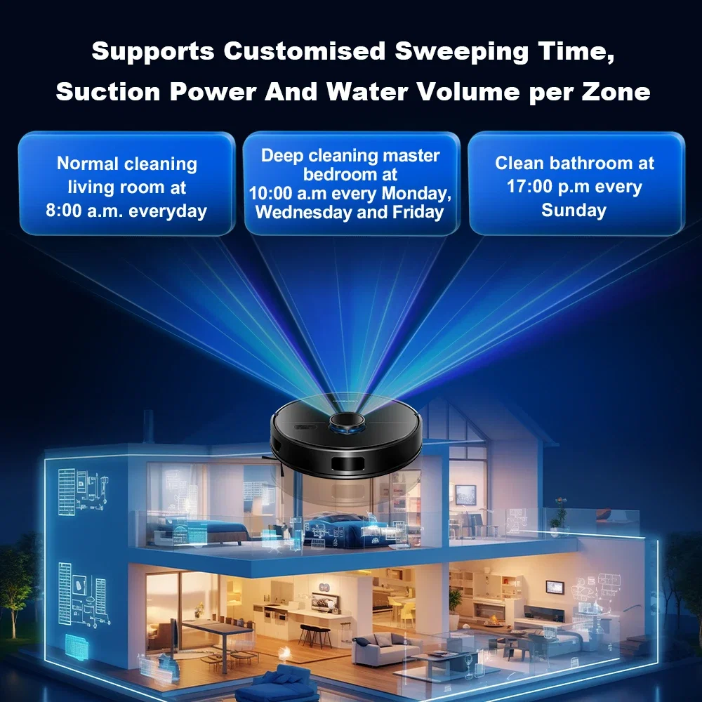 Color: black, Ships From: CN - LDS Robot Vacuum Cleaner & Mop Liectroux M70 Pro,Wet Dry Cleaning,Self Empty,Multi-floor Map,6500Pa,Carpet Boost,Max.175Mins Run - Image 5
