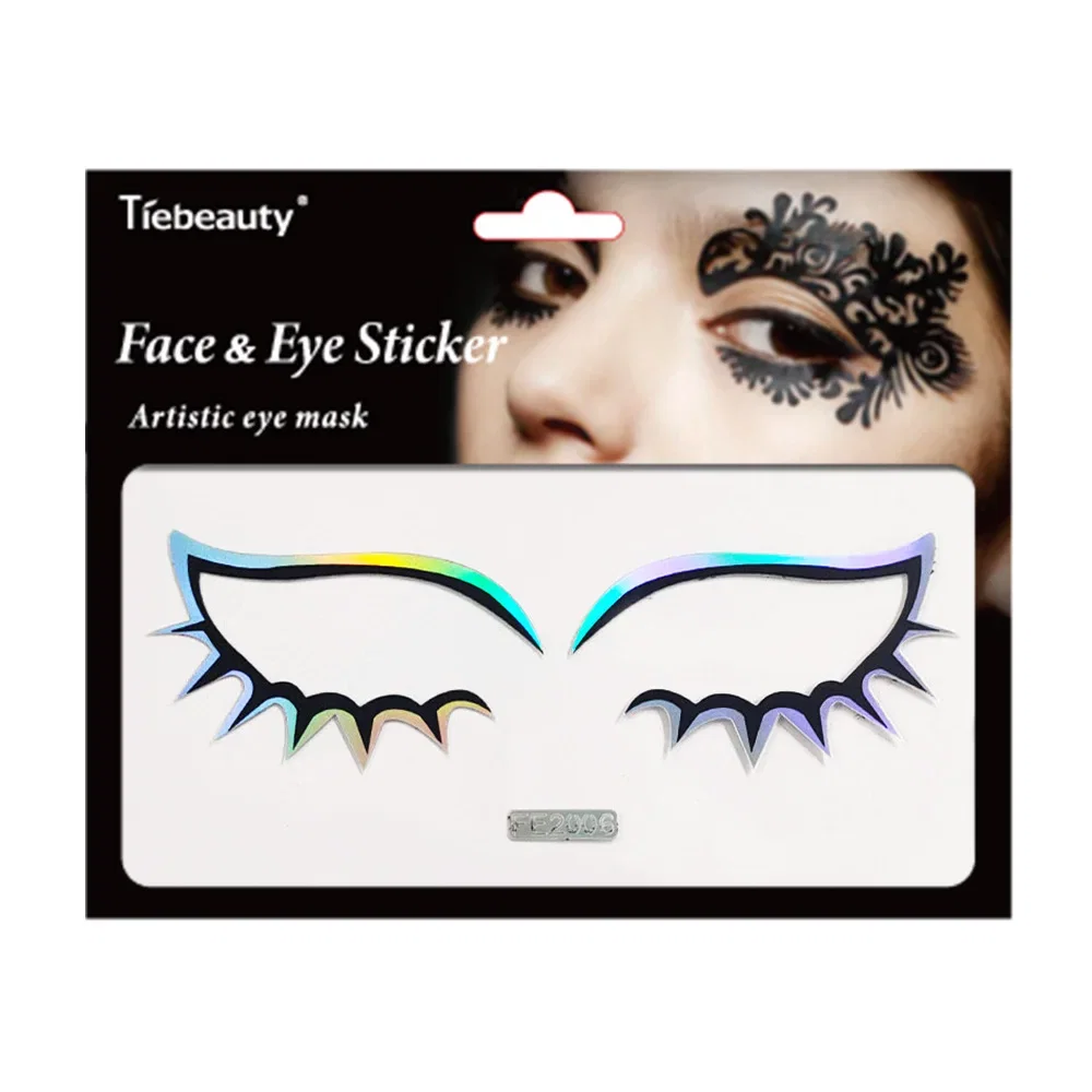 Color: SKY BLUE - Laser Gold Eyes Decorative Stickers Eyebrow Eyeliner Face Art Sticker Decals Halloween New Year Festival Party DIY Decorations - Image 6