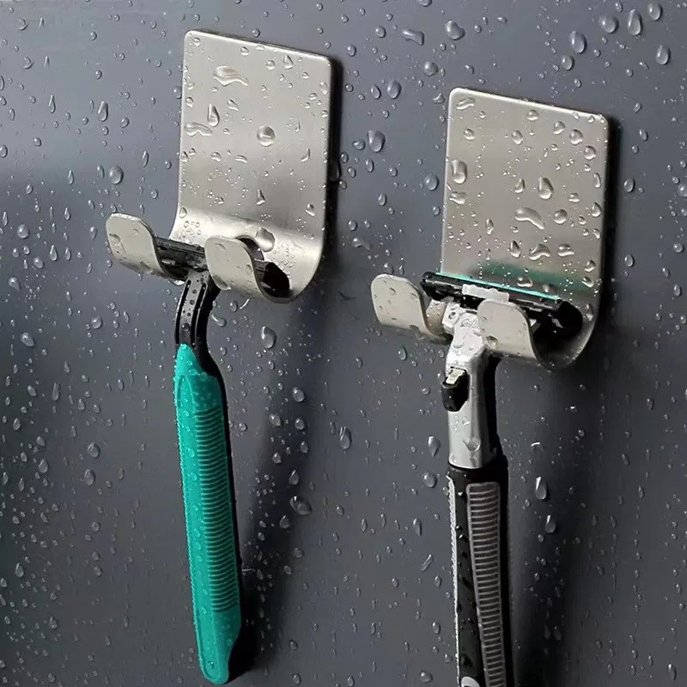 Color: DARK GRAY - Punch-free Razor Holder, Storage Hook, Space Aluminum Multi-purpose Bathroom Accessories - Image 2