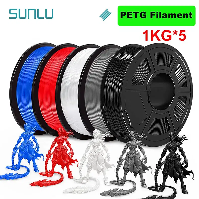 Color: Glowing Green, Ships From: CHINA - Top 5KG 3D PLA/PETG/PLA PLUS/Clear Filament 1.75mm 5Roll 1KG 3D Printer Neatly Wound 3D Filament for 3D Printer& 3D Pen