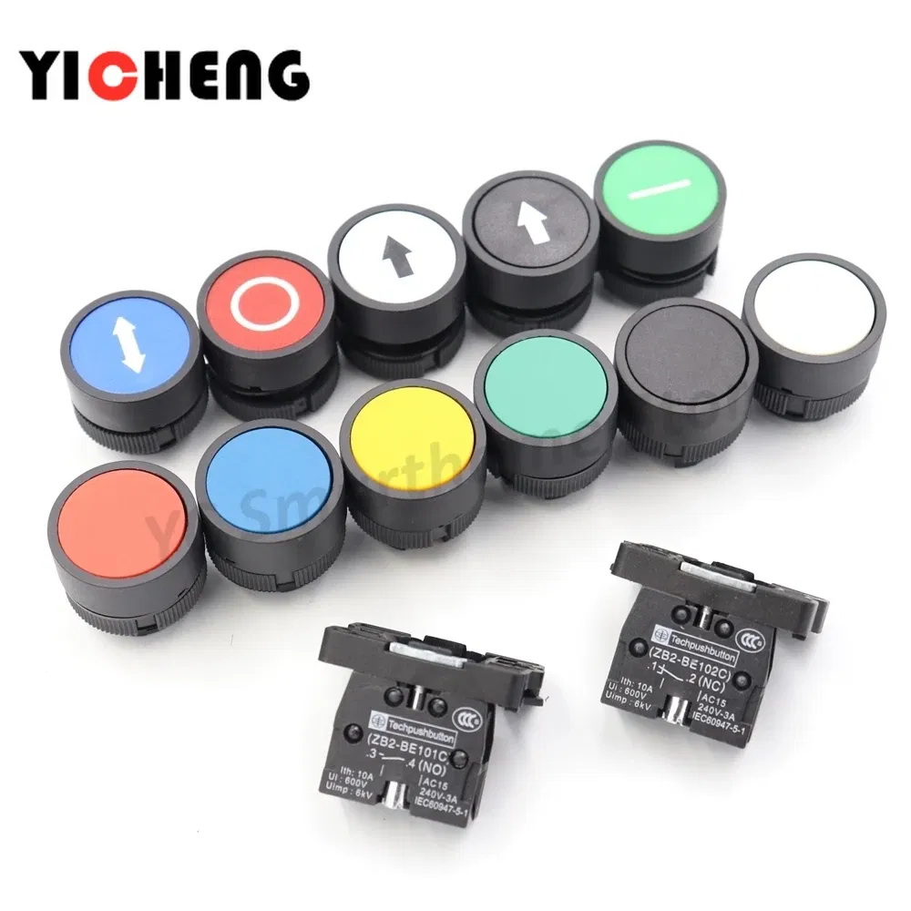 Color: Brown - 2Pcs Plastic marking flat button Arrow indication xb2- self-reset point move 22MM Turn on the power button switch NO/NC