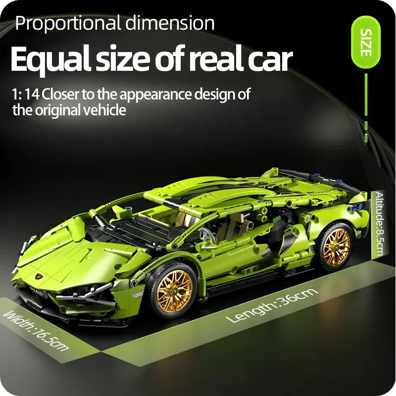Color: WHITE - Technical Racing Sport Car 1280PCS Model Building Blocks City Mechanical Speed Vehicle Supercar Brick Puzzle Toys Kid Adult Gift - Image 6