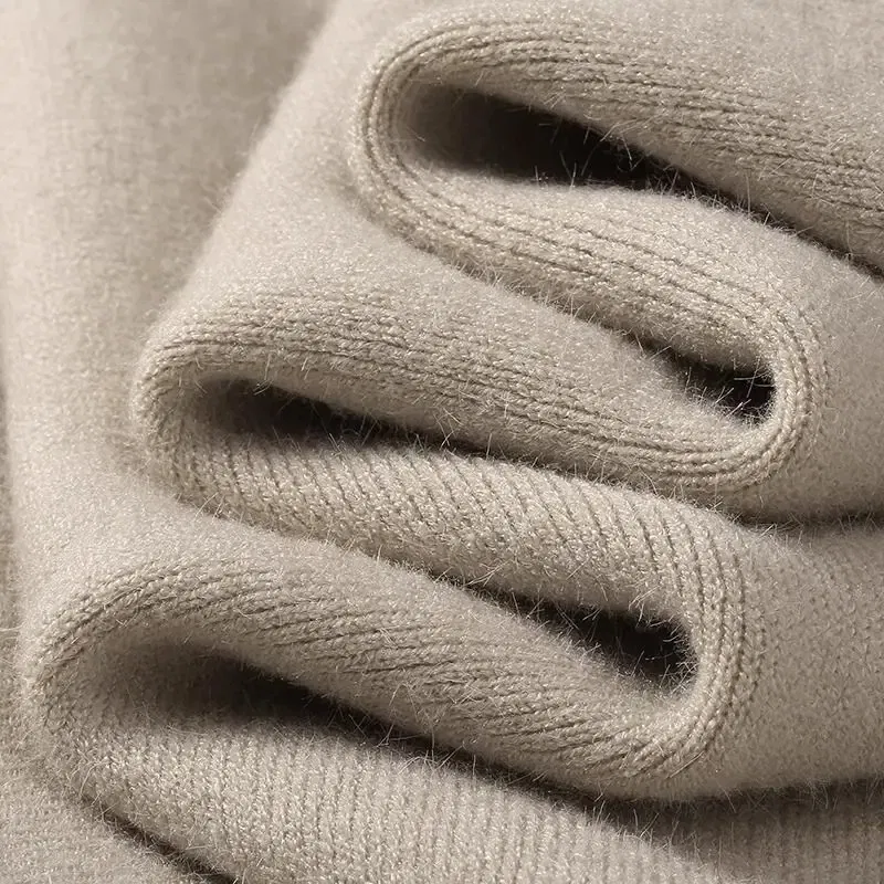Color: Blue, Size: XXXL - Plush Men's Knitted Sweater Turtleneck with Velvet Padded Warm Solid Pullovers Autumn Winter Thick Bottom Casual O-Neck Sweater