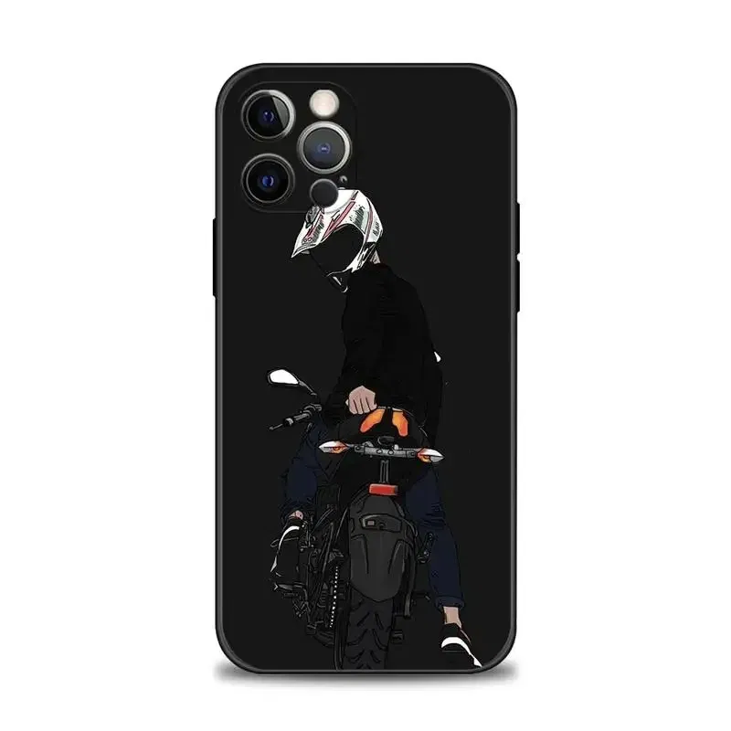 Color: Gold, Material: EVA - Moto Cross Motorcycle Sports Phone Case For iPhone 16 15 14 13 12 11 Pro Max XS X XR Plus Mini Luxury Black Soft Cover Funda