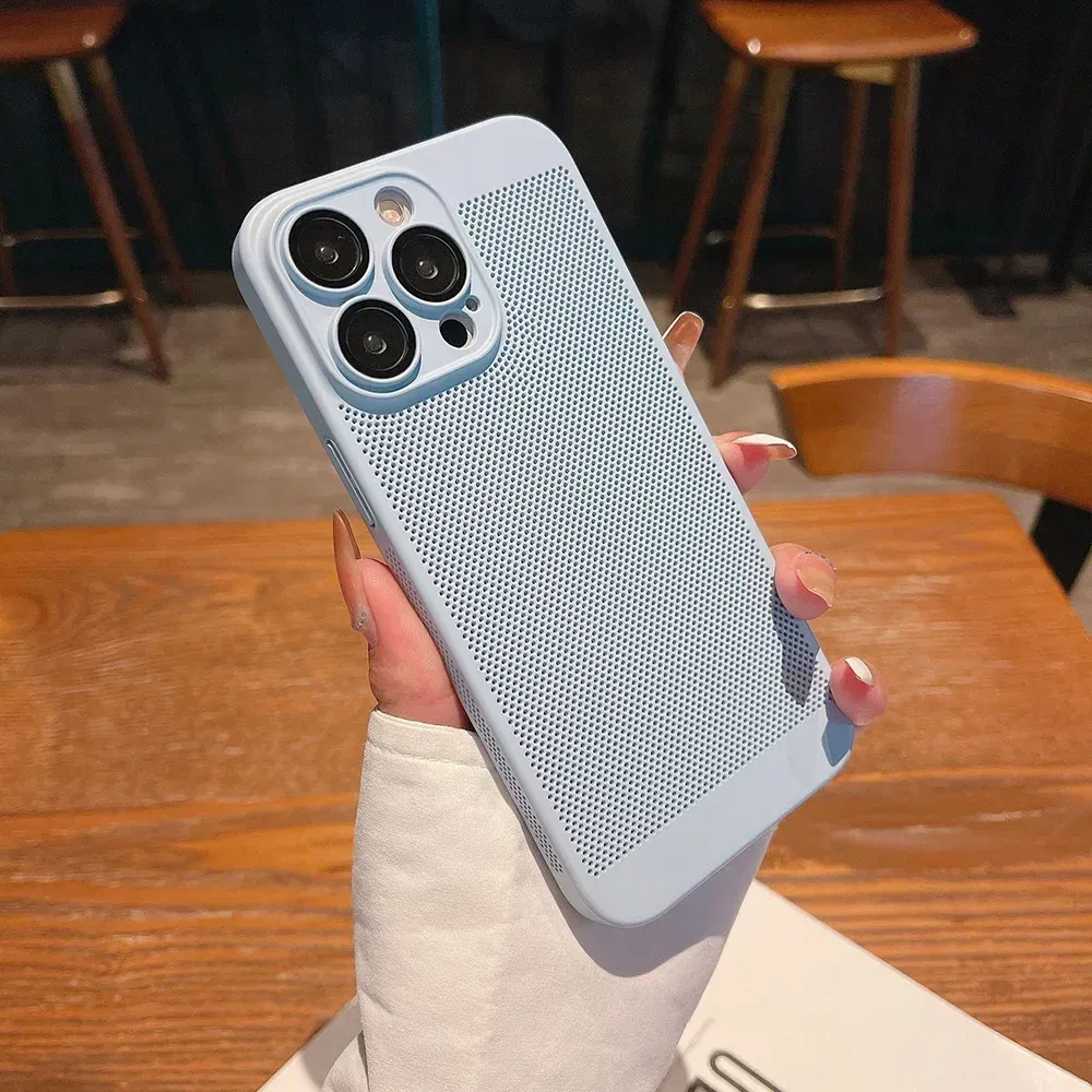 Color: SKY BLUE, Compatible-Phone Models: For iPhone 14 Pro Max, Ships From: CHINA - Breathable Heat Dissipation Cooling Case For iPhone 16 Pro Max 15 14 13 12 11 PC Hard Back Cover