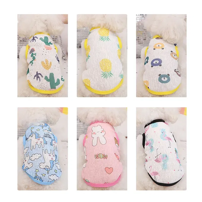Color: WHITE, Size: XL - Summer Dog Vest Ultra Thin Breathable Mesh Cloth Pet T-shirt for Small Dogs Cute Cartoon Print Puppy Cat Cheap Clothes Costumes - Image 2