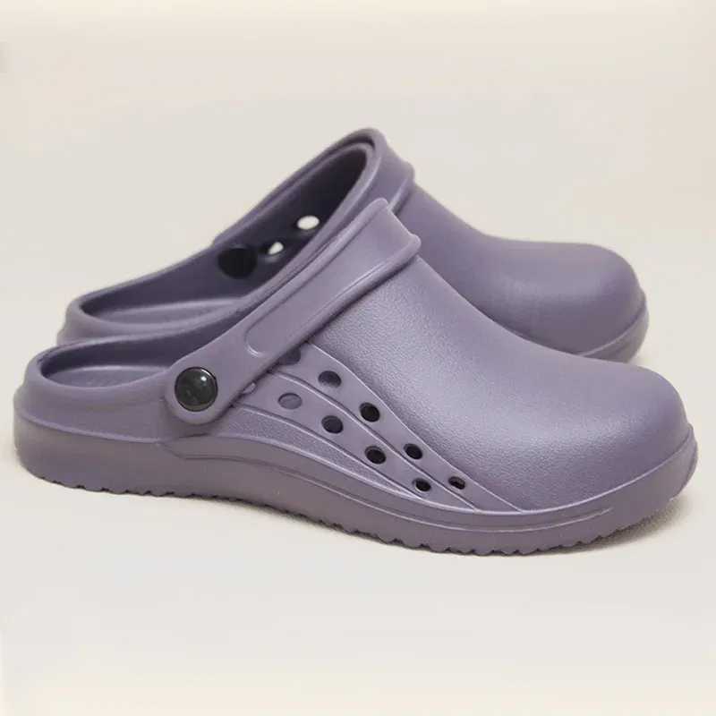 Color: Dark Grey, Shoe Size: 33 - High Quality Scrub Shoes Non-slip Dentist Nursing Clogs Healthcare Service Work Slippers Soft Operating Room Protective Clogs