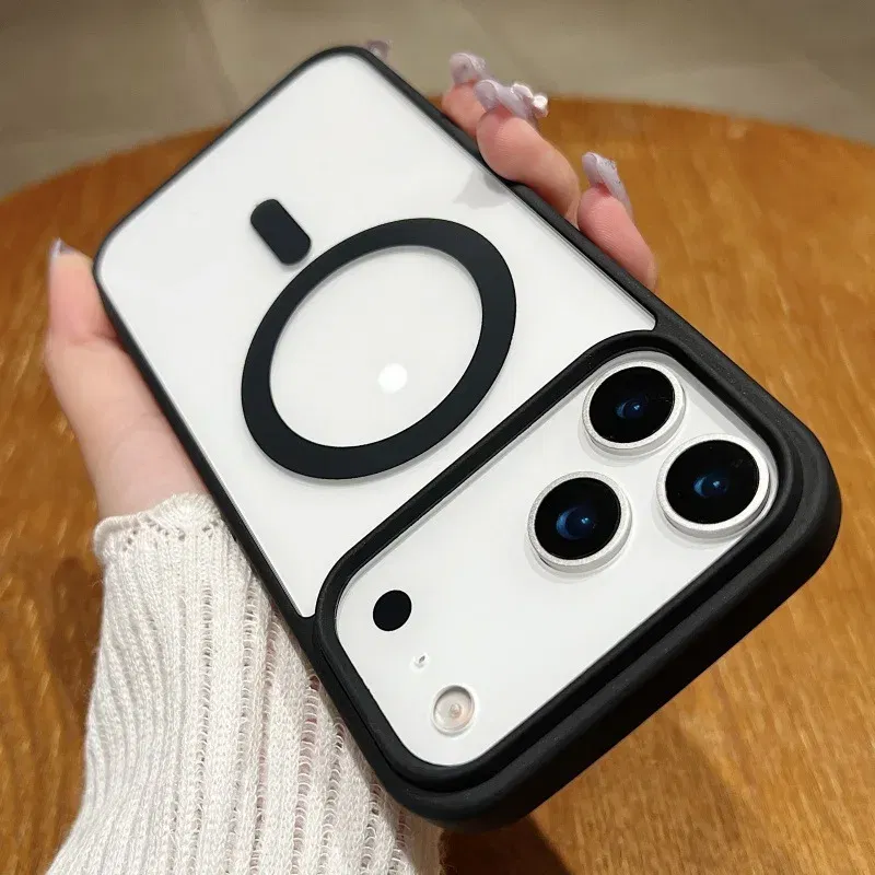 Color: Red, Material: aluminum - Luxury Shockproof Magsafe Wireless Charge Case for iPhone 17 Air 16 15 14 Plus 13 12 Mini 11 Pro Max Clear Magnetic Bumper Cover - Image 2