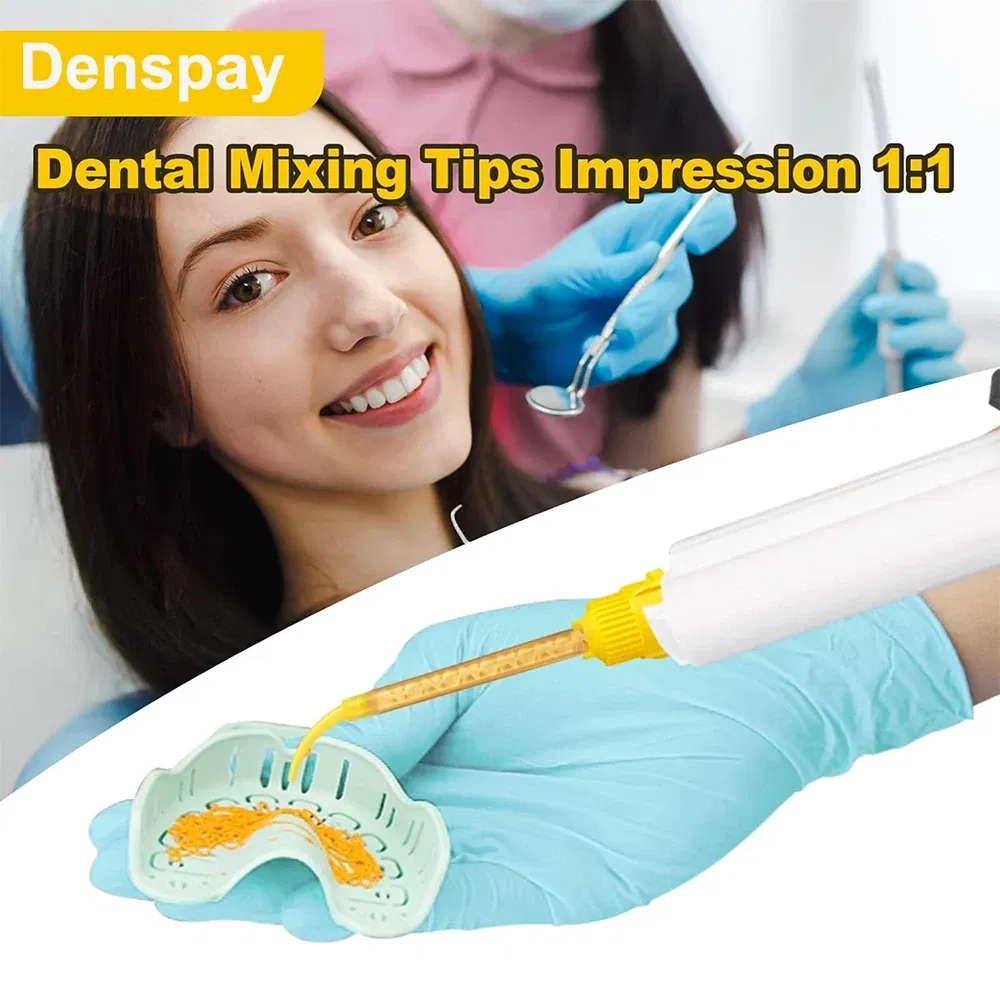 Color: Brown - Denspay 50Pc Dental Silicone Rubber Conveying Mixing Head Disposable Impression Materials Mixing Tube Dentistry Materials - Image 6