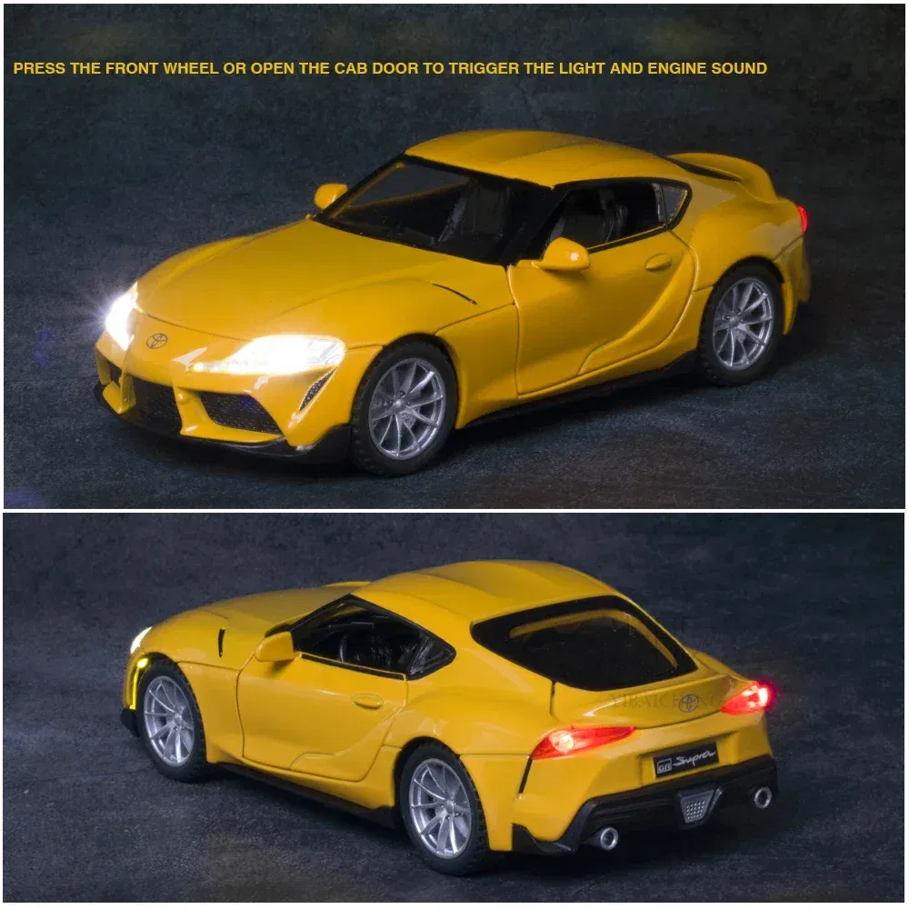 Color: black - 1:32 Toyota GR SUPRA Diecast Alloy Car Model High Simulation Metal Toy With Sound Light Pull Back For Kid Children Collection - Image 3