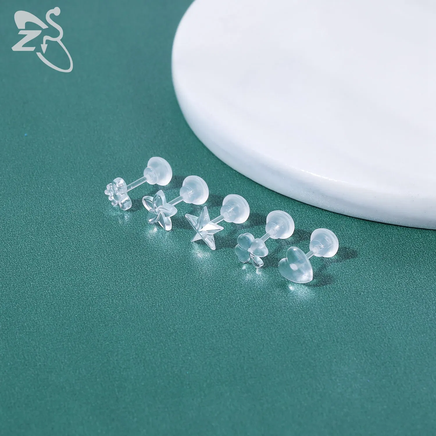 Metal Color: Antique Gold Plated - ZS 10-50pcs/lot Colorful Acrylic Stud Earring Invisible Transparent Anti-allergy Ear Pin 20G Star Ball Curing Ear Hole Retainer - Image 7