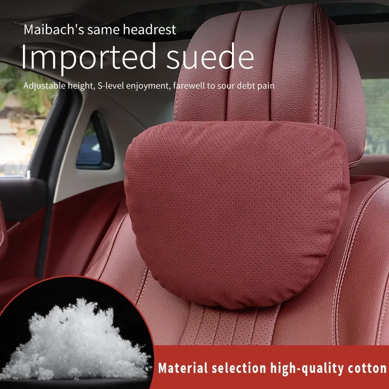 Color: WHITE - Top Quality Car Headrest Neck Support Seat Soft Neck Pillow Breathable For Maybach S Class Design Universal Protector Neck - Image 4