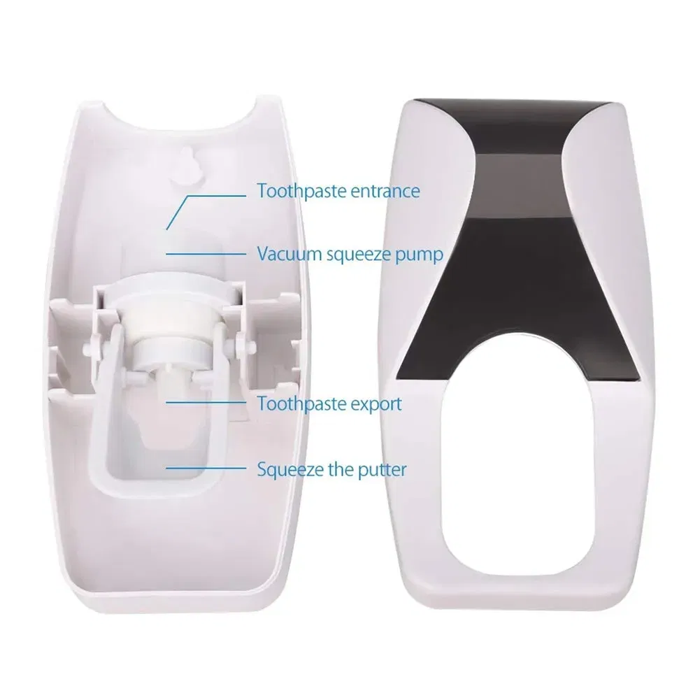 Color: green, Ships From: CHINA - Toothbrush Holder Automatic Toothpaste Dispenser Set Dustproof Sticky Suction Wall Mounted Toothpaste Squeezer Bathroom Holder - Image 6