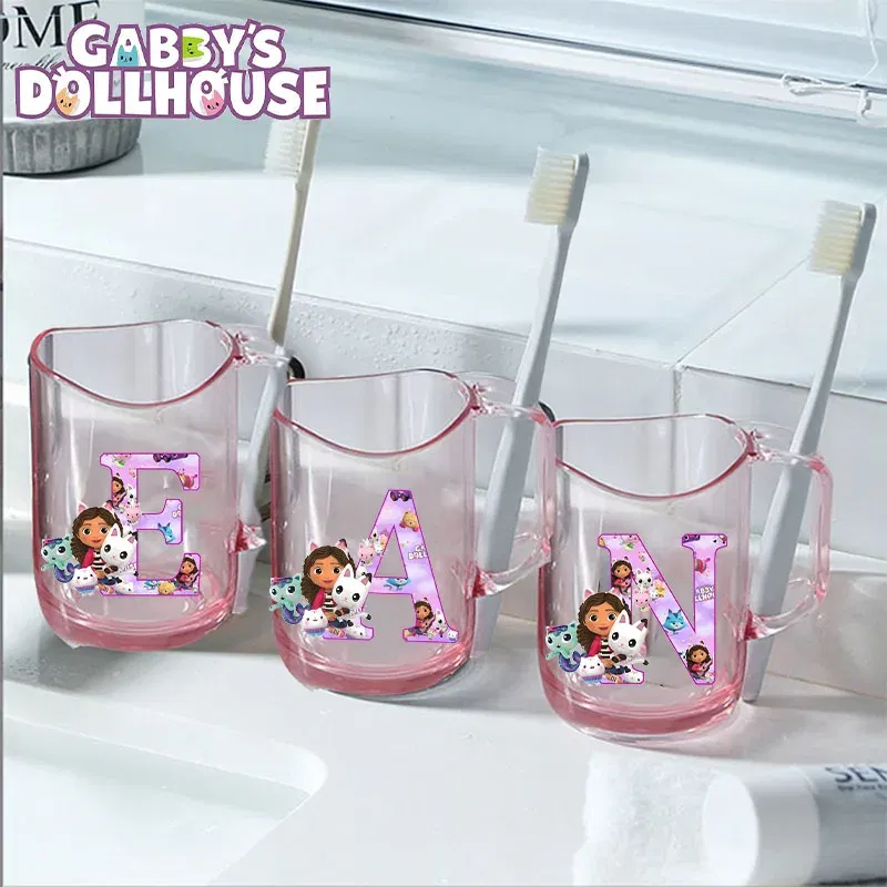 Color: Multicolor, Size: Other - Gabby Dollhouse Letter A-Z Print Water Cup ABS Tooth Brushing Cups Anime Kawaii Cat Kids Toothglass Cups Kids Birthday Gift - Image 2